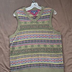 Tommy Hilfiger Green Wool Knit Sweater Vest